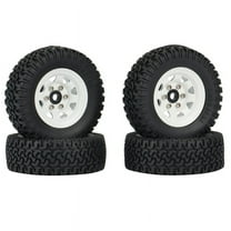4PCS 1.55 Metal Beadlock Wheel Rim Tires Set for 1/10 RC Crawler Car Axial Jr 90069 D xc9195