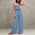 thumbnail image 6 of Iyufng Striped Summer Outfits for Women 2 Piece Spaghetti Straps Top Wide Leg Pants Suit, 6 of 7
