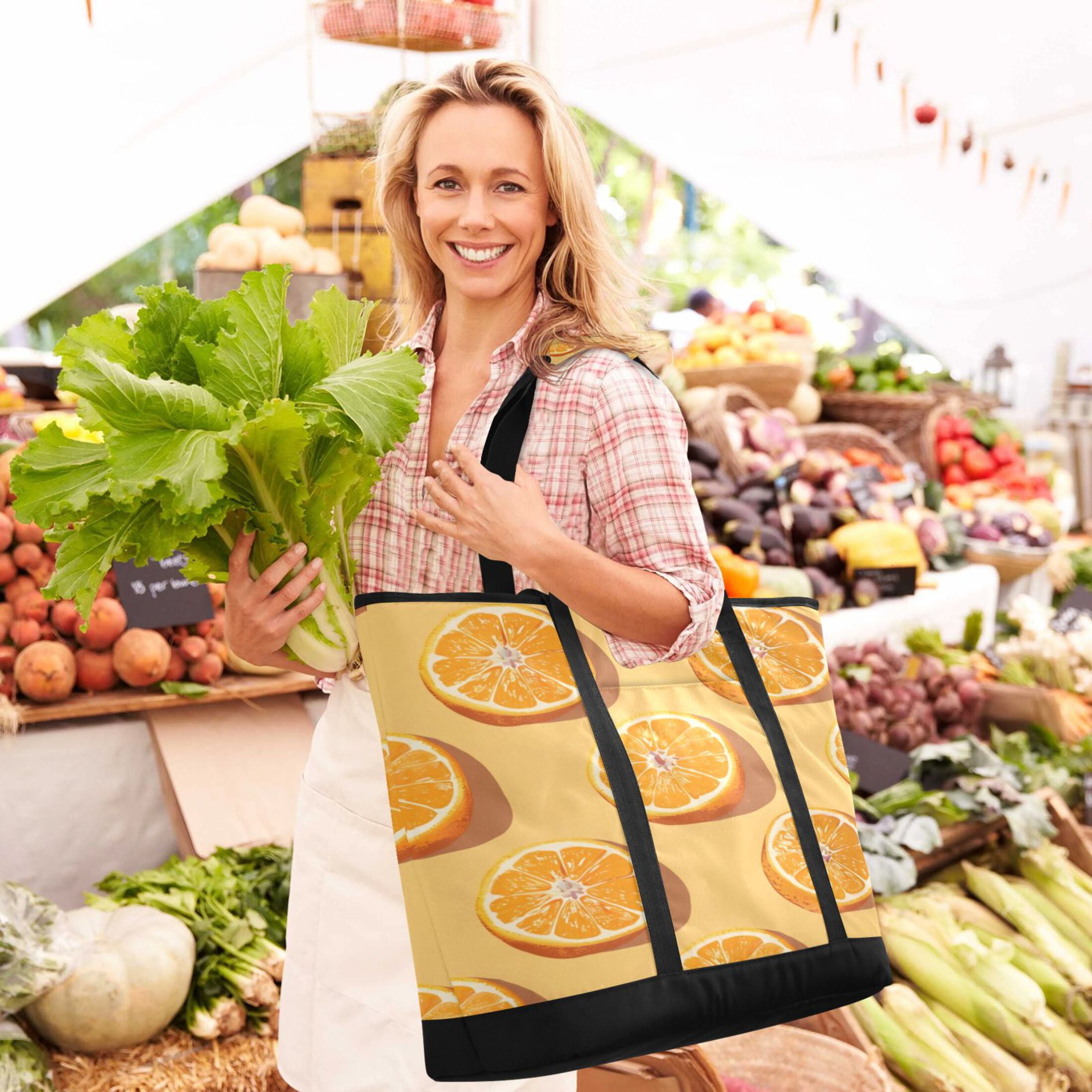 Large Hand-held Ice Pack Picnic Bag Insulation and Refrigeration Suitable for Shopping Picnics and Camping Orange Orange