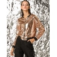 thumbnail image 4 of Chaqueta De Bombardero De Lentejuelas Con Cremallera Y Manga Larga Recortada Con Purpurina Para Mujer Oro rosa S, 4 of 6