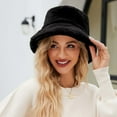 thumbnail image 3 of Xfvqtps Womens Bucket Hat Fluffy Plush Faux Fur Fuzzy Solid Color Simplicity Thick Coldproof Warm Outdoor Fall Winter Fishing Hat Black, 3 of 5
