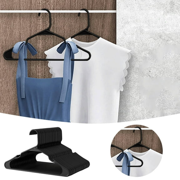LYCAQL Black Hangers 30 Pack Slim Clothes Notched Hangers Space Saving Heavy Duty Closet Hangers for Coat, Suit, Shirt, Dress