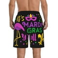 thumbnail image 3 of Kll Mardi Gras With Flamingo Men'S Casual Summer Beach Shorts Hawaiian Shorts With Pockets-Small, 3 of 9