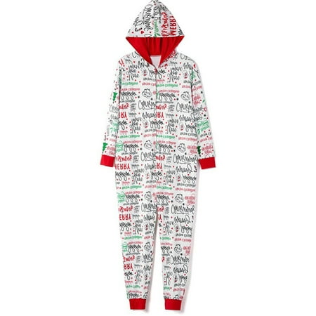 

Fanvereka Matching Christmas Family Parent-Child Christmas Nightclothes Hooded Romper Family Matching Letters Printed Zipper Long Jumpsuit