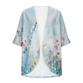 thumbnail image 5 of jsaierl Women Floral Print Lightweight Chiffon Kimono Cardigan Short Sleeve Loose Beach Wear Cover Up Blouse Top, 5 of 6