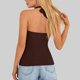 thumbnail image 5 of TaTaai Ladies V Neck Sleeveless Halter Ruched Top Solid Color Tie Back Detail Comfortable Breathable Casual Stylish Top For Daily Dating Party Vacation Outfits Gift, 5 of 9