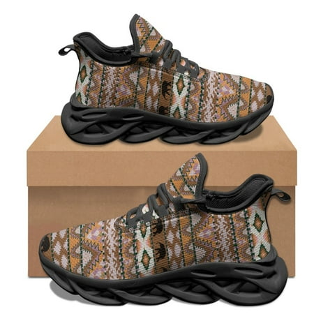 

2024 Indian Tribal Luxury Designer Breathable Walking Shoes Non-slip Breathable Lace-Up Sneakers Round Toe Women Platform Shoes