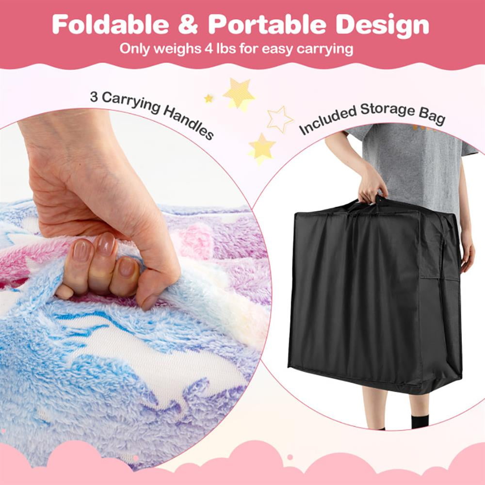 Kadyn Foldable Floor Mattress for Kids with Washable Flannel Cover-Multicolor