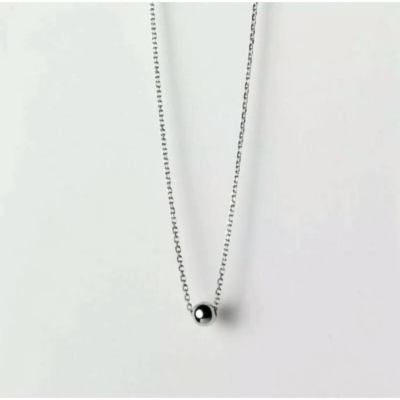 QQTDFG 925 Sterling Silver Women Gift Tiny Ball Bead Dot 16" Necklace A2803-default