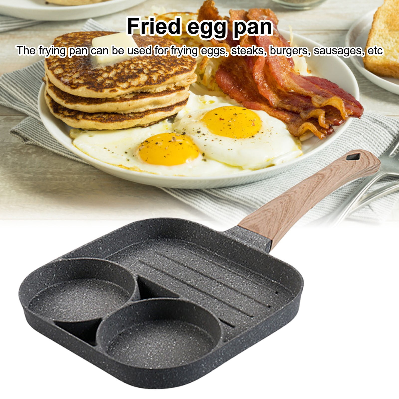 Mfigree Nonstick Divided Grill Pan for Stove Tops, 3-Section Versatile Breakfast Grilling Pan, Durable Square Grill Skillet, Steak Griddle Pan,Induction Compatible
