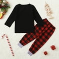 thumbnail image 6 of Louist Matching Family Pajamas Sets Holiday at Home PJ's with Letter Printed Long Sleeve Tee and Plaid Pants (Black,Women/XXL), 6 of 11