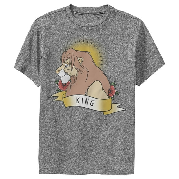 Boy's Lion King Valentine Simba King Performance Graphic Tee Charcoal Heather Large