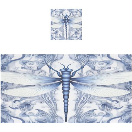 Hotbar Indigo Dragonfly Bath Towels Soft Absorbent Bath Towels Cotton Quick Dry Bath Towel Set of 2 for Home Hotel Bathroom Spa