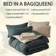 thumbnail image 5 of Bedtreat Queen Comforter Sets，7-Pieces Reversible Bedding Sets，Bed in a Bag with Comforter， Flat Sheet and Fitted Sheet, Pillowcases & Shams，Green/Milky Coffee, 5 of 9