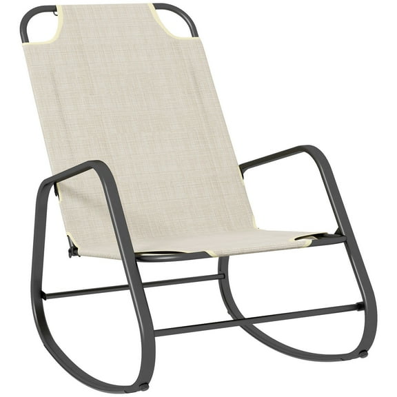Garden Rocking Chair, Outdoor Indoor Sling Rocker for Patio Balcony Porch, Brown
