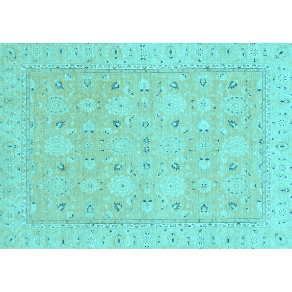 Ahgly Company Indoor Rectangle Abstract Light Blue Modern Area Rugs, 5' x 8'