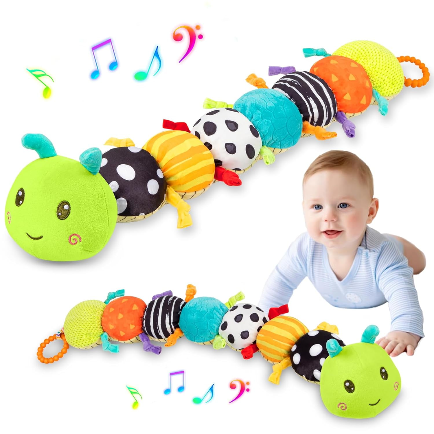 Fuzqq Baby Toys 0-6 Months,Musical Stuffed Animal Plush Toy,Textured H &ndash