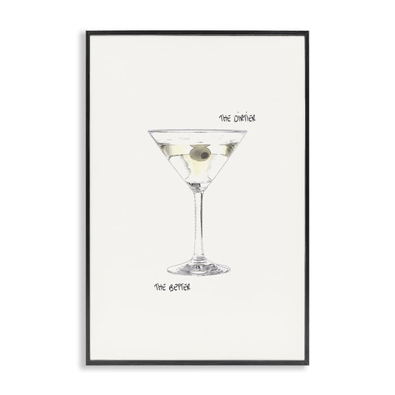 Stupell Industries Dirtier The Better Martini Food & Beverage Painting Black Framed Art Print Wall Art, 12 x 18