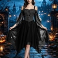 thumbnail image 5 of Halloween Witch Costume for Women, Off the Shoulder Dress, Adult Medieval Vampire Butterfly Sleeve Gothic Outfits for Halloween Cosplay Party, 5 of 8