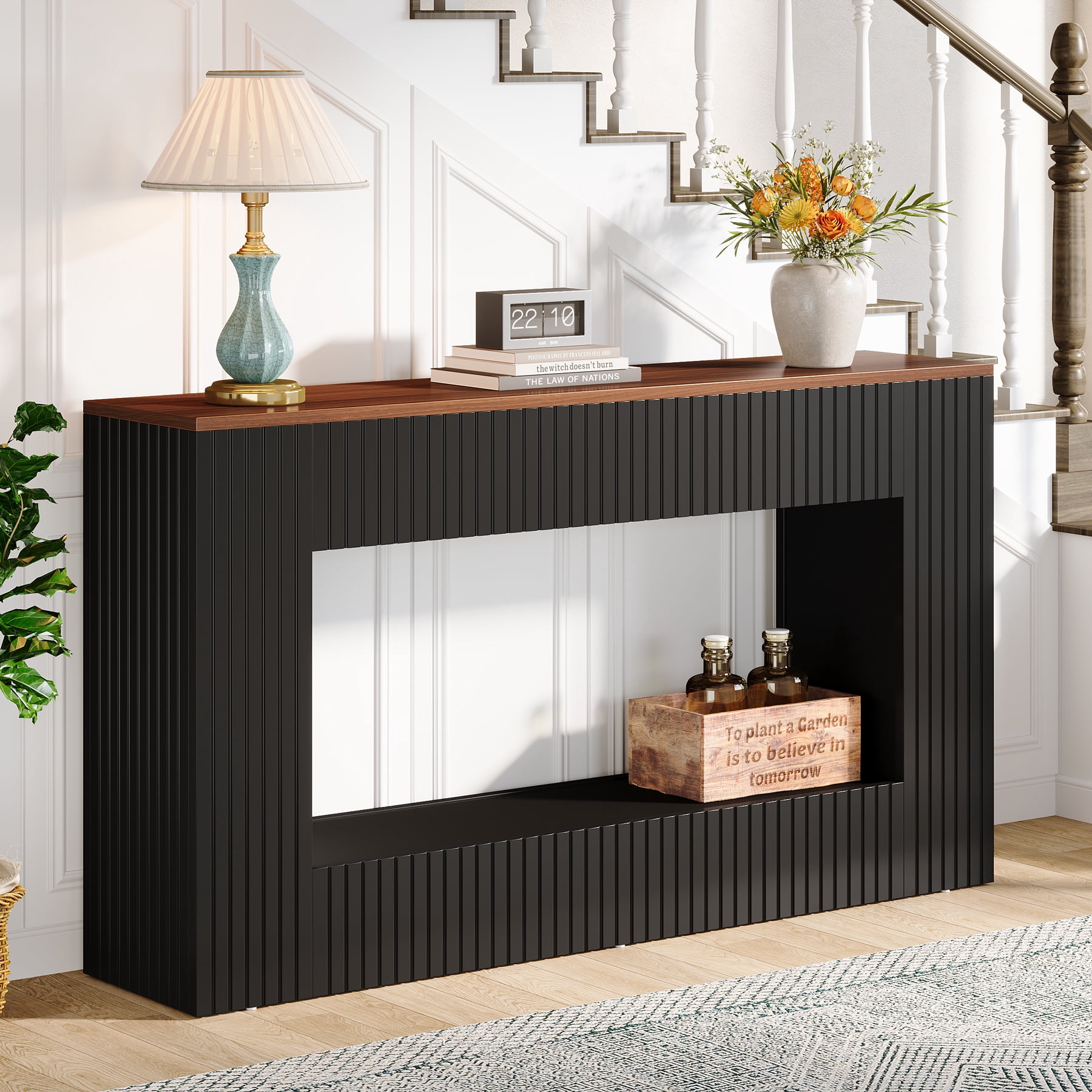 Tribesigns Modern Console Table, 55-Inch Wood Entryway Table with Storage, Narrow Long Sofa Table Behind Couch Table for Living Room, Foyer, Hallway, Black