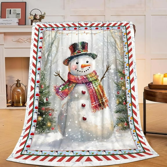 Snowman Blanket Super Soft Warm Christmas Gift for Women Women Cozy Fluffy Plush Winter Flannel Fleece Blankets for Users Adults 50"X40"