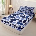 thumbnail image 2 of Manfei Jungle Animal Zipper Full Size Comforter Sets with Fitted Sheet and 2 Pillowcases,Vintage Camouflage Zipper Bedding Set,Blue Black,Navy Blue Reversible,4pcs, 2 of 8