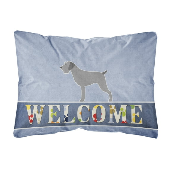 Carolines Treasures BB5515PW1216 German Wirehaired Pointer Welcome Canvas Fabric Decorative Pillow, 12H x16W, multicolor