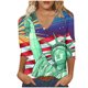 thumbnail image 2 of Fiudx Ofertas Del Día Top/Camisa de Manga 3/4 con Cuello En V y Estampado Informal a La Moda para Mujer, 2 of 4