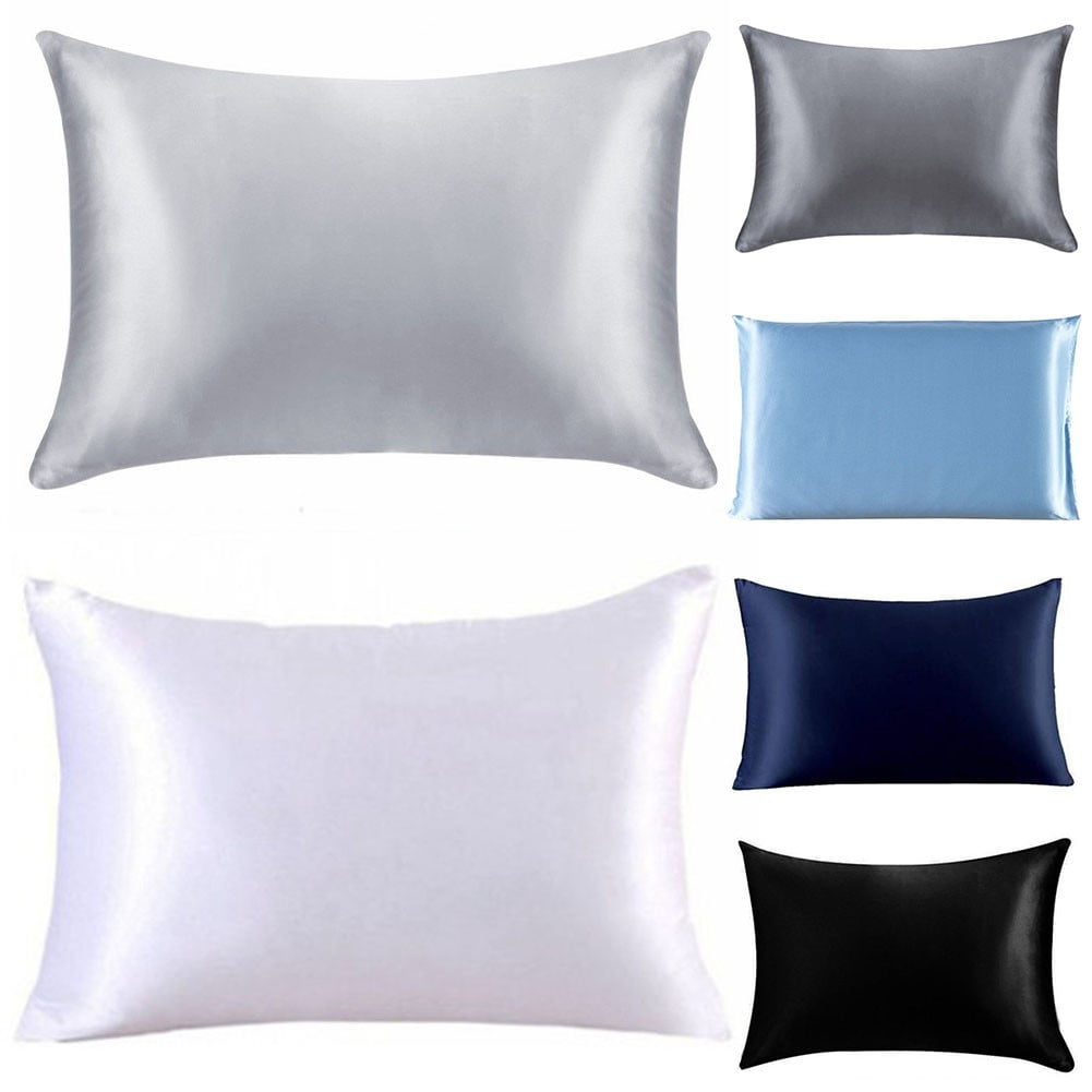 Fancy 2 pcs Artificial Silk Pillowcase Queen Size 20x29 inch, Zippered Closure, Double-Sided Luxury Satin Pillowcover for Hair and Skin