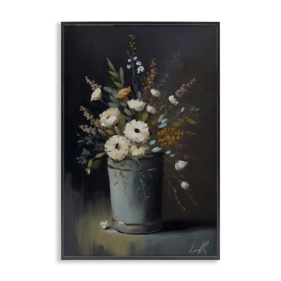 Stupell Industries Rustic Floral Bouquet Bucket Black Framed Giclee Art, design by Creative Studio