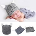 thumbnail image 5 of lanema Crochet Knitted Beanie Hat Funny Ox Horn Barbarian Viking Stretchy Cap, 5 of 13