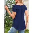 thumbnail image 5 of Fancyglim Women's V Neck Henley Shirts Short Sleeve Tops Casual Tunic (Navy, XL), 5 of 8