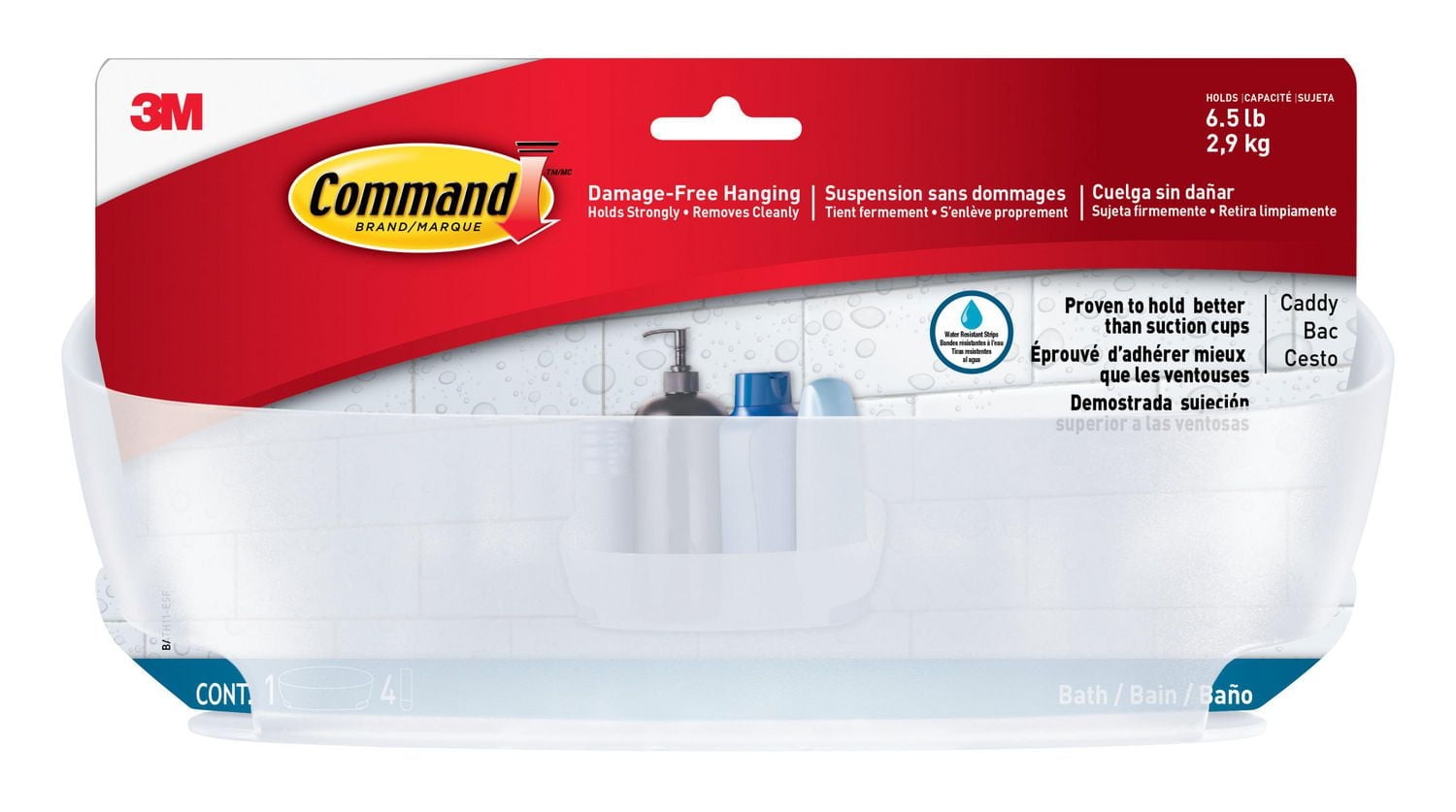 Command™ Shower Caddy with Water-Resistant Strips, BATH11-ESF