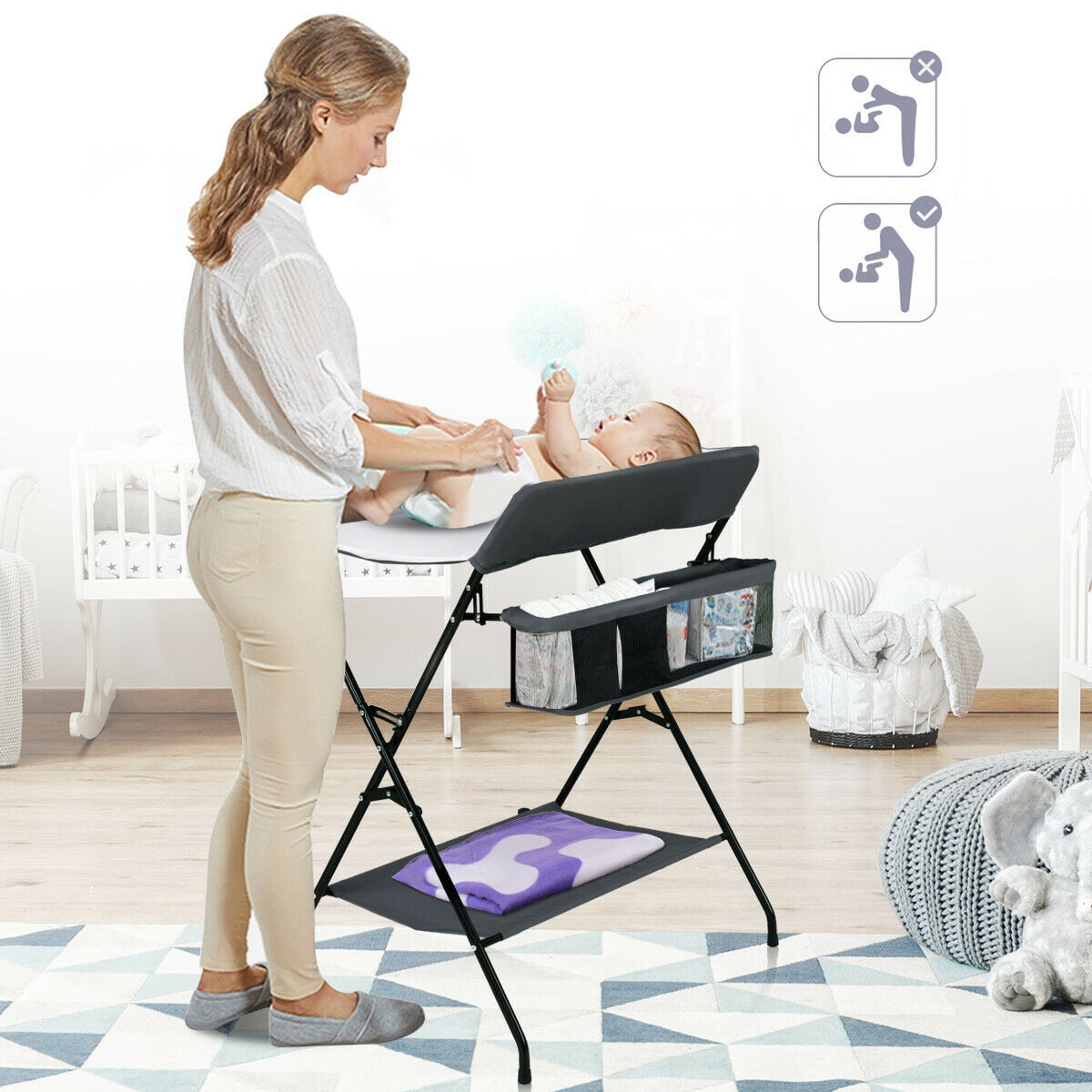 Costway Infant Baby Changing Table Folding Diaper Station ...