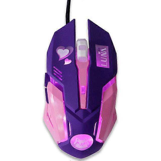 Ratón para juegos de 2400 DPI, silencioso, retroiluminado, con cable USB, color rosa, para ordenadores portátiles Lol Data, silencioso, morado