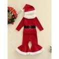 thumbnail image 2 of Qiylii Girls 4Pcs Christmas Outfits, Tops + Flare Pants + Santa Hat + Belt, 2 of 8