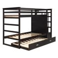 thumbnail image 5 of Twin over Twin Bunk Bed Frame with Trundle and Storage Drawers, Wood Bunk Bed with Stairs and Guardrail for Kids, Boys and Girls, No Spring Box Needed, Easy Assembly, Espresso, 5 of 7