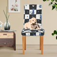 thumbnail image 4 of Yayeee 4 Pack Dining Chair Covers Stretch Parson Chairs Slipcovers Seat Protector, Blue Cat Stars, 4 of 6