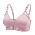 thumbnail image 2 of Ropa interior de gran tamaño de algodón fino sin aro con hebilla frontal sujetador fruncido transpirable cómodo ropa interior para mujeres de mediana edad y mayores, 2 of 2