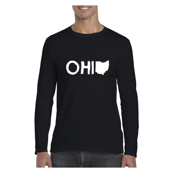 MmF - Mens Long Sleeve T-Shirts, up to Size 5XL - Ohio Map