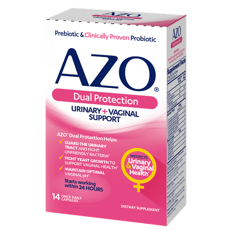 AZO Dual Protection Urinary and Vaginal Support*, Prebiotic and Probiotic Blend, 14 Count