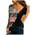 thumbnail image 1 of T-Shirts pour Femmes Mode Décontractée Ample Couture Imprimé T-Shirt à Manches Courtes Hauts Décontractés Mode pour Femmes, 1 of 3