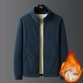 thumbnail image 4 of ZCFZJW Sherpa Fleece Lined Jackets for Men Big and Tall Regular Fit Casual Solid Color Long Sleeve Full Zip up Winter Thick Warm Cardigan Outwear Coat with Pockets Blue XL, 4 of 9