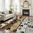 thumbnail image 3 of Cute Dog Claws Area Rug 5x8 Washable Rug Non Slip Farmhouse Brown Grey Wooden Puppy Pawprints Large Area Rug Soft Stainresistant Indoor Floor Carpet for Living Room Bedroom Home Office Dining Room, 3 of 8