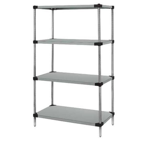Solid 4 Shelf Starter Units, Stainless Steel - 24 x 60 x 54 in.