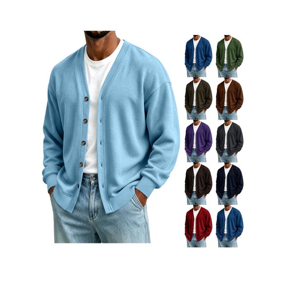 ZUBMGKTE Men's V Neck Button Down Cardigan Sweater with Pockets Long Sleeve V Neck Button Down Knit Cardigan with Pockets, Soft Classic Sweater for Casual Daily Wear, Business and Layering