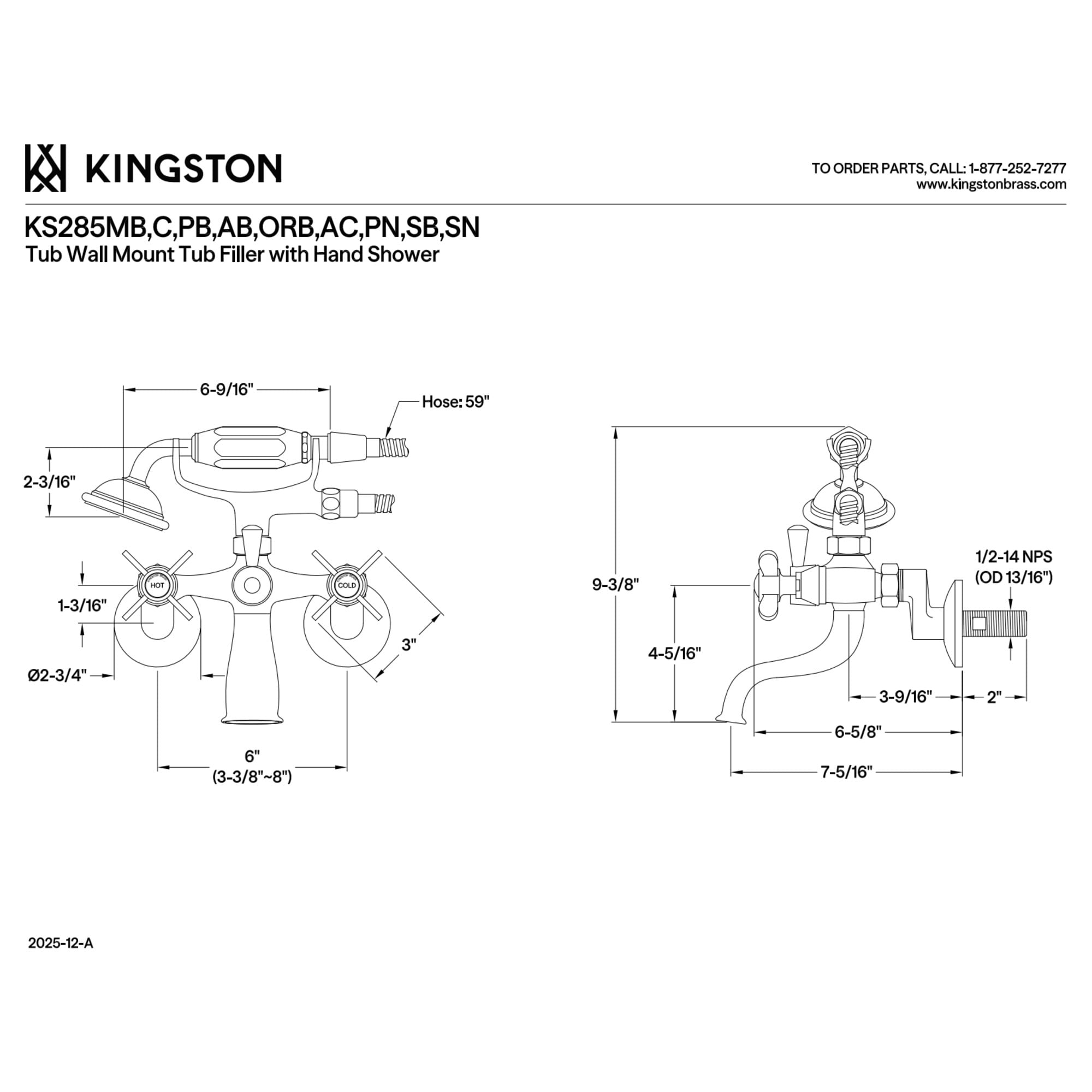 Kingston Brass KS285AC Essex Clawfoot Tub Faucet with Hand Shower, Antique Copper