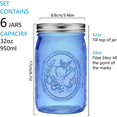 thumbnail image 2 of Blue Wide Mouth Mason Jars 32 oz,6 Pack Colored Quart Glass Canning Jars with Ai, 2 of 6