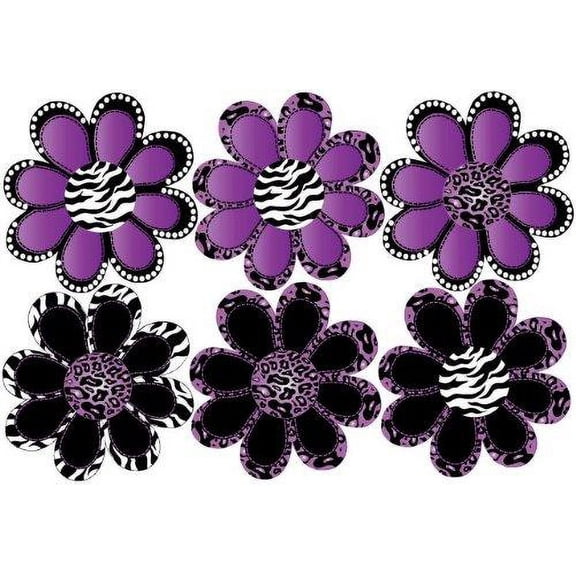 Purple Animal Print octi- petal Flowers Wall Stickers, Decals Decor