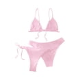 thumbnail image 4 of Swimming Suits for Women, Bathing Suit for Women 2 Piece, 2 Piece Swimsuit for Women, Women's Two Piece Bikini Swimsuit Ribbed Triangle Top Bathing Suits String Cheeky Bikini Sets, Pink M, 4 of 4